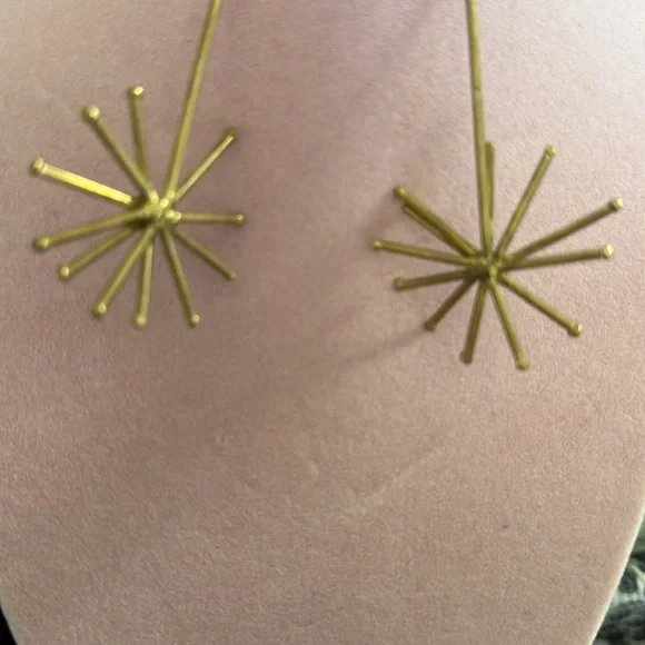 Solid Brass Burst Earrings - Picture 3 of 5